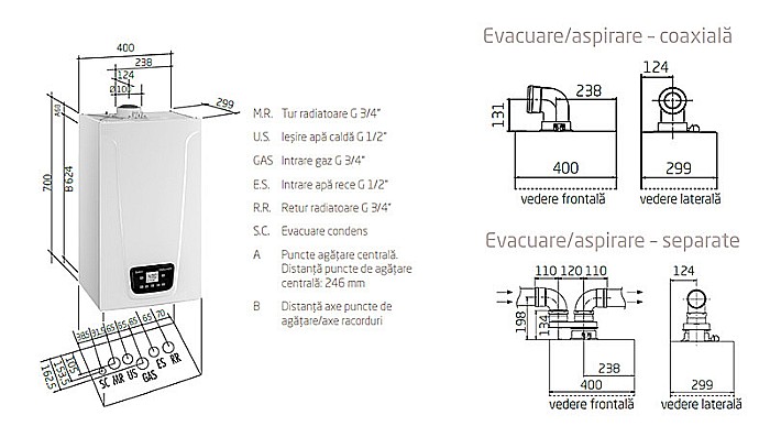 CENTRALA TERMICA PE GAZ IN CONDENSATIE BAXI DUO-TEC COMPACT 28 E KIT EVACUARE INCLUS [4]