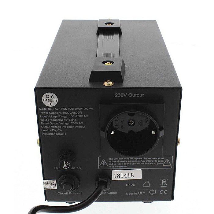 STABILIZATOR TENSIUNE CU RELEU 1000VA NEGRU AVR-REL-POWERUP1000 [3]