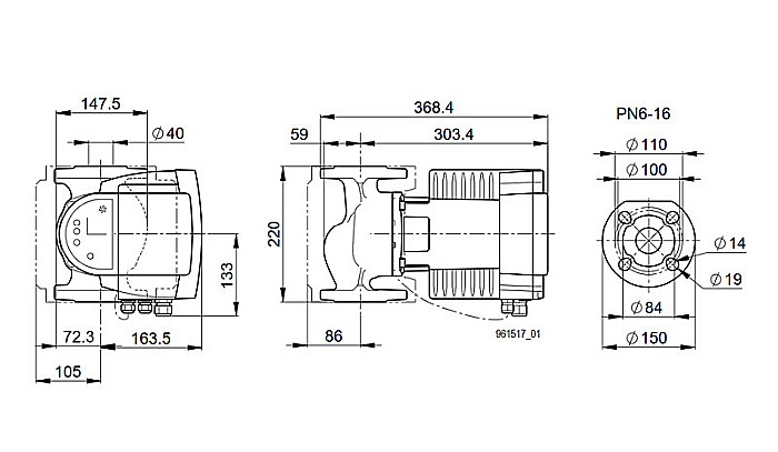 POMPA CIRCULATIE ELECTRONICA BIRAL MODULA 40-10 220 RED PN6-16 DN 40 220MM 230V ROTOR UMED PENTRU INSTALATII INCALZIRE [3]