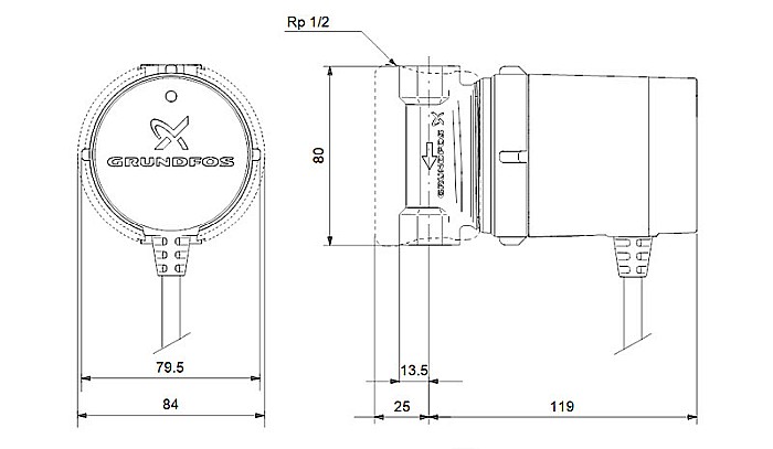 POMPA RECIRCULARE GRUNDFOS UP 15-14 B PM 97916771 [3]