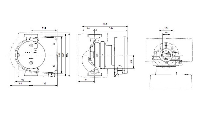 POMPA RECIRCULARE GRUNDFOS MAGNA1 25-60 N 180 CORP INOX 99221224 [3]