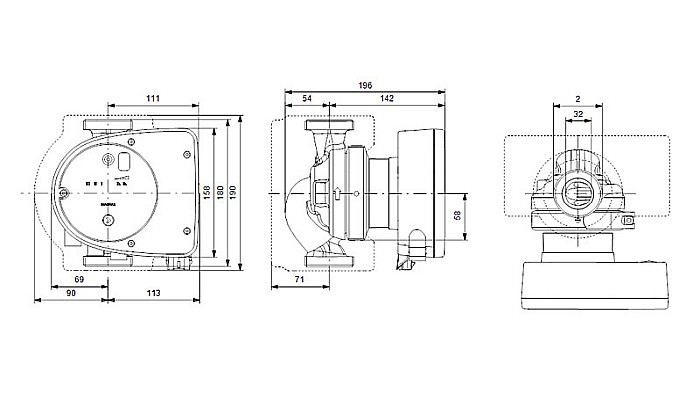 POMPA RECIRCULARE GRUNDFOS MAGNA1 32-100 N 180 CORP INOX 99221256 [3]