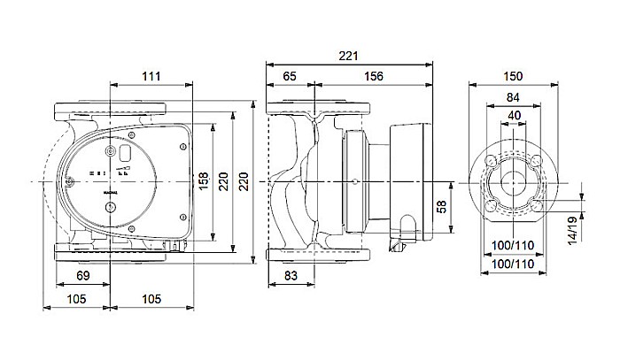 POMPA RECIRCULARE GRUNDFOS MAGNA1 40-40 F N 220 CORP INOX 99221299 [3]