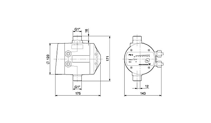 PRESOSTAT ELECTRONIC GRUNDFOS PM2 1.5-5 BAR 96848740 [2]