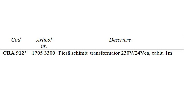 PIESA DE SCHIMB TRANSFORMATOR 230V/24VCA CU STECHER SI CABLU DE ALIMENTARE 1M CRA912 ESBE 1705 3300 [2]