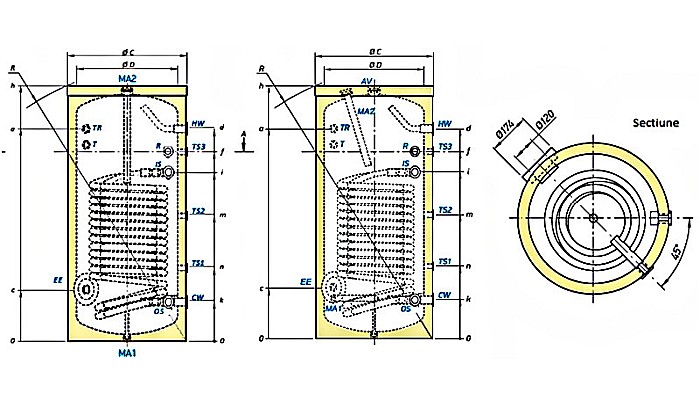 BOILER TESY CU O SERPENTINA MARITA 300L PENTRU POMPA DE CALDURA EV 2X19 S 300 65 HP [3]