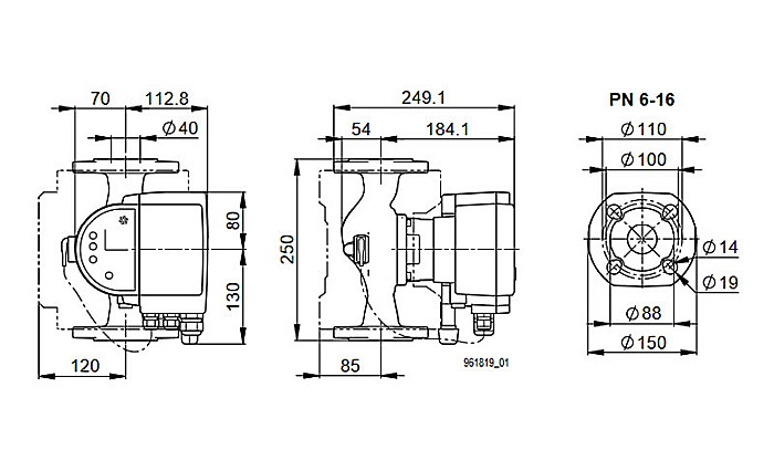 POMPA ELECTRONICA RECIRCULARE BIRAL MODULA 40-11 250 BLUE DN 40 250MM 230V APA CALDA CONSUM PROTECTIE MOTOR SI AFISARE STARE FUNCTIONARE [3]