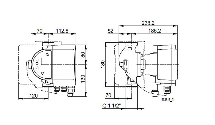 POMPA ELECTRONICA RECIRCULARE BIRAL MODULA 25-6 180 BLUE R 11/2 180MM 230V APA CALDA CONSUM PROTECTIE MOTOR SI AFISARE STARE FUNCTIONARE [3]