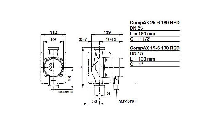 POMPA CIRCULATIE ELECTRONICA BIRAL COMPAX 15-6 130 RED R 1 130MM 230V ROTOR UMED PENTRU INSTALATII INCALZIRE [2]