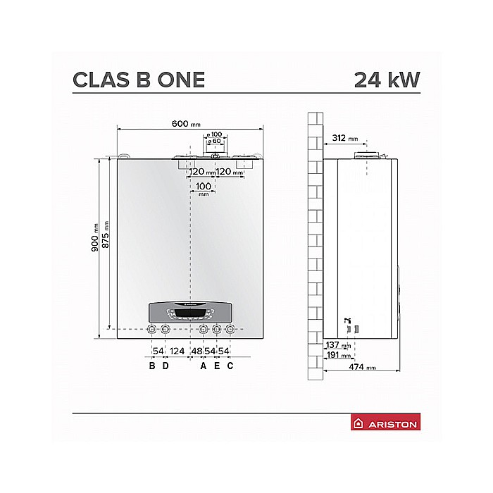 CENTRALA TERMICA PE GAZ ARISTON CLAS B ONE+ WIFI 24 KW IN CONDENSATIE CU BOILER INOX INCORPORAT 3302127 [4]