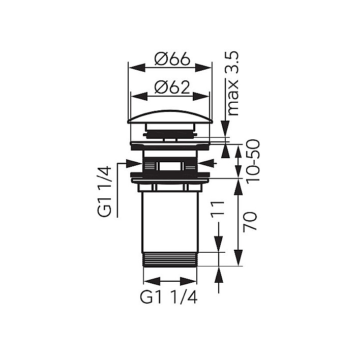 VENTIL LAVOAR CLICK CLACK CU PREAPLIN ROTONDO AURIU S285G FERRO [2]