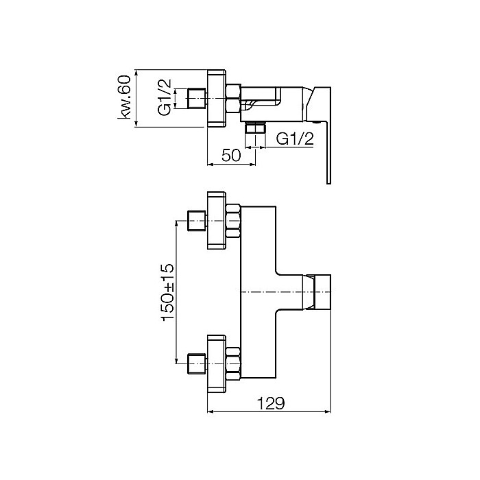 BATERIE DUS MONTAJ PE PERETE CROM ARS VALVEX 2420380 [2]