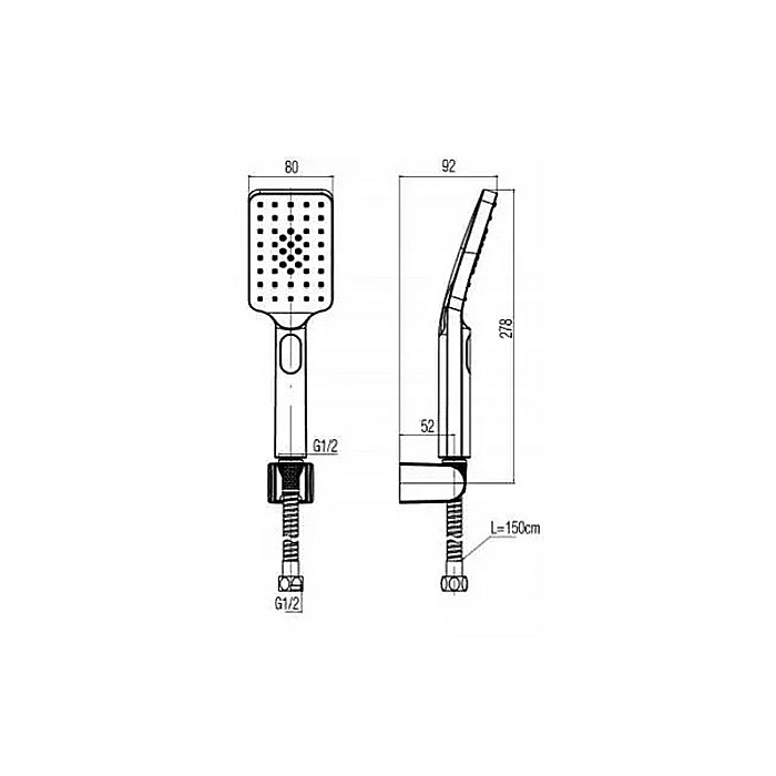 SET DUS PARA + FURTUN + SUPORT PARA NEGRU MAT LOFT VALVEX 2432910 [2]
