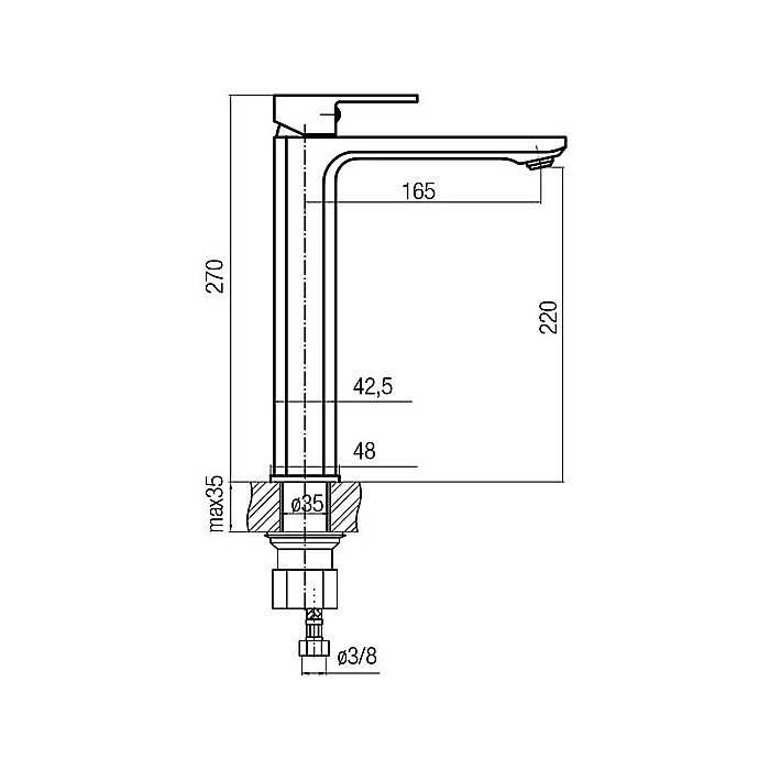 BATERIE LAVOAR INALTA FARA VENTIL CROM LOFT VALVEX 2454730 [2]