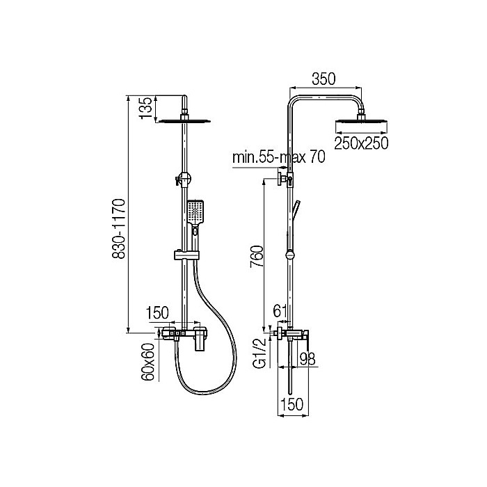 SET DUS PARA + FURTUN + SUPORT PARA NEGRU MAT ARS VALVEX 2420160 [2]