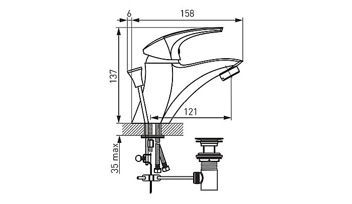 BATERIE LAVOAR FERRO 57002.0 STATIVA CU VENTIL METALIA 57 CROM [2]