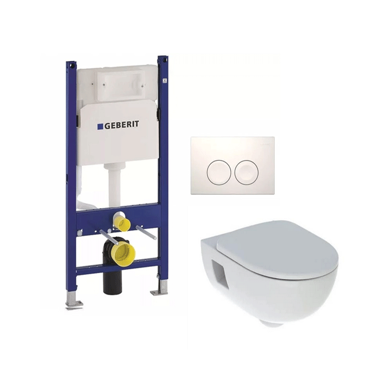 Pachet rezervor wc ingropat Duofix Delta UP100 set fixare clapeta DElta 20 alb si set vas wc suspendat si capac WC soft close Selnova [1]
