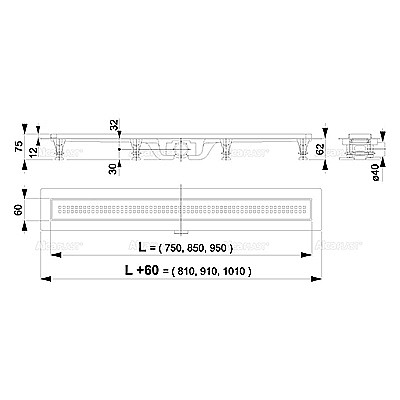 RIGOLA DUS 850MM ALCA CU GRATAR PERFORAT SIMPLE APZ9-850M [2]