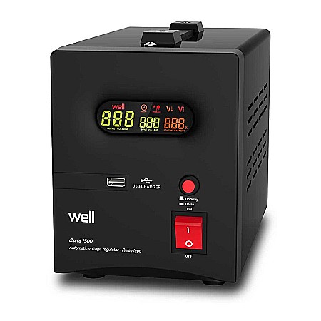 Stabilizatoare de tensiune - STABILIZATOR TENSIUNE CU RELEU 1500VA AVR-REL GUARD1500-WL WELL