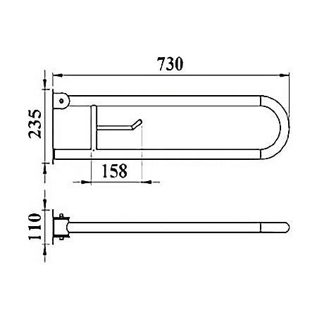 BARA CU PORTHIRTIE RABATABILA HEKO ALB 750 MM PENTRU PERSOANE CU DIZABILITATI BG0800 [2]