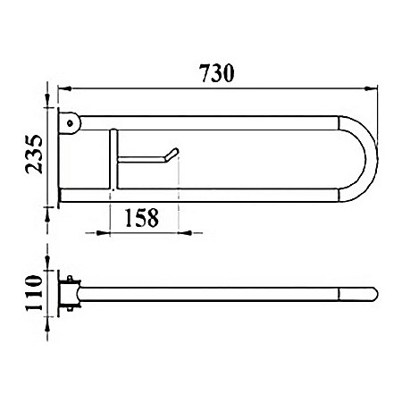 BARA CU PORTHIRTIE DUBLU RABATABILA CROM 73X23,5X11CM PENTRU PERSOANE CU DIZABILITATI [2]