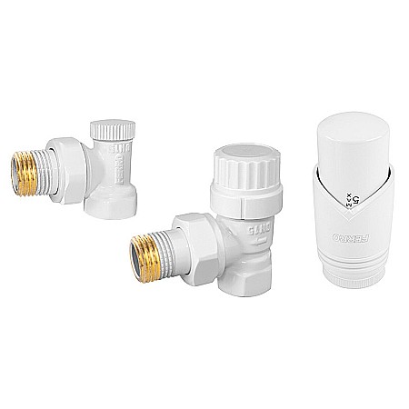 Termice - SET ROBINETI CALORIFER TUR RETUR 1/2 FERRO ZTM31WH CU CAP TERMOSTATAT GT30 ALB
