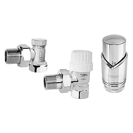 Termice - SET ROBINETI CALORIFER TUR RETUR 1/2 FERRO ZTM31CR CU CAP TERMOSTATAT GT31 CROM