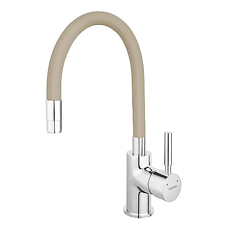 Obiecte Sanitare - BATERIE BUCATARIE FERRO BZA4P STATIVA CU PIPA FLEXIBILA ZUMBA BEJ
