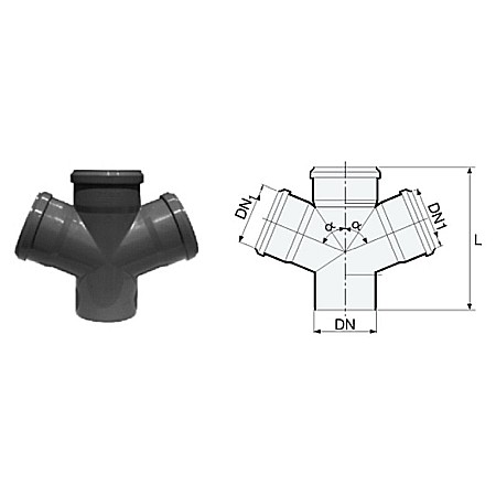 Fitinguri PP canalizare interioara - Ramificatie pp 110-110-110-67 dubla pp Easykit