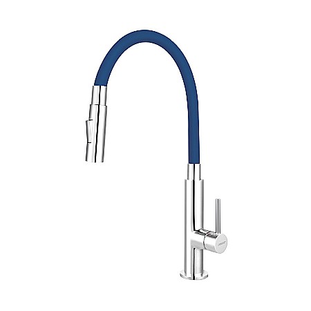 Obiecte Sanitare - ZUMBA SLIM 2F BATERIE FERRO ALBASTRA STATIVA BUCATARIE CU PIPA FLEXIBILA BZA43L