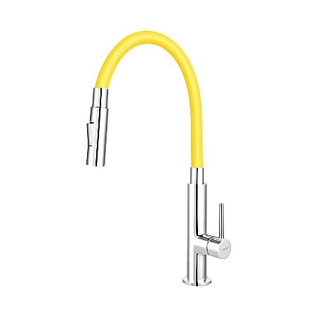 Obiecte Sanitare - ZUMBA SLIM 2F BATERIE FERRO GALBENA-LAMAIE STATIVA BUCATARIE CU PIPA FLEXIBILA BZA43C