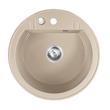 Obiecte Sanitare - CHIUVETA GRANIT FERRO DRGM1/51SA ROTUNDA 51CM CU O CUVA NISIP MEZZO BEJ