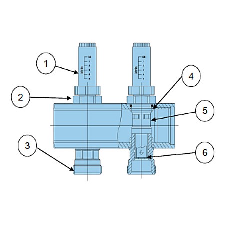 DISTRIBUITOR+COLECTOR 1-3/4 9 CAI CU DEBITMETRE EUROCON PEXKIT VALROM 66420901600 [2]
