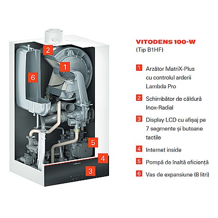CENTRALA TERMICA PE GAZ IN CONDENSATIE VIESSMANN VITODENS 100-W 25KW DOAR INCALZIRE WIFI KIT EVACUARE INCLUS [3]
