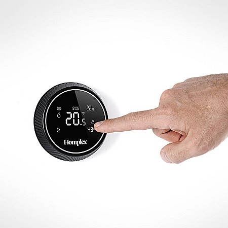 TERMOSTAT DE AMBIENT CU CONTROL PRIN INTERNET HOMPLEX NX1 PROGRAMABIL WIRELESS NEGRU [6]