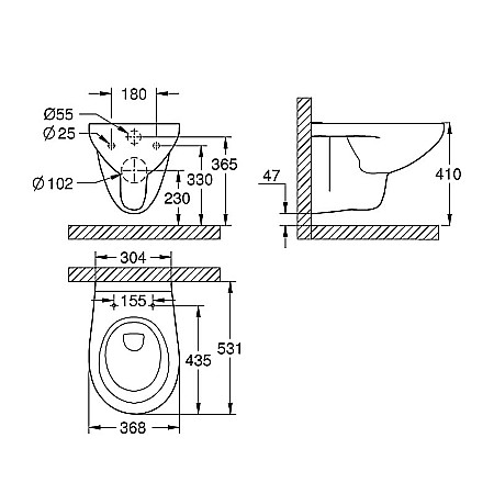 VAS WC SUSPENDAT GROHE 39427000 BAU CERAMIC PENTRU REZERVOR INCASTRAT [3]