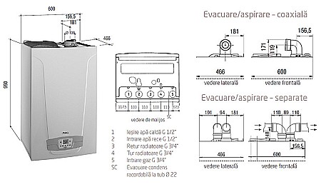 CENTRALA TERMICA PE GAZ IN CONDENSATIE BAXI NUVOLA DUO-TEC+ 24 GA CU BOILER INCORPORAT 40L KIT EVACUARE INCLUS [3]