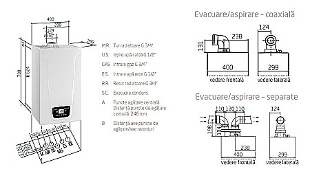 CENTRALA TERMICA PE GAZ IN CONDENSATIE BAXI DUO-TEC COMPACT 24 E KIT EVACUARE INCLUS [3]