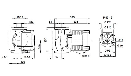 POMPA CIRCULATIE ELECTRONICA BIRAL MODULA 50-12 270 RED PN6-16 DN 50 270MM 230V ROTOR UMED PENTRU INSTALATII INCALZIRE [2]