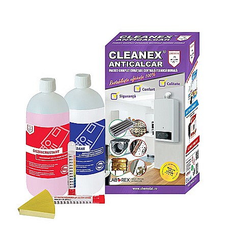 Solutii intretinere instalatii - CLEANEX ANTICALCAR PACHET CURATARE CENTRALE TERMICE MURALE LBXCLAC002