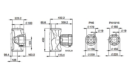 POMPA CIRCULATIE ELECTRONICA BIRAL MODULA 100-12 450 RED PN6 DN100 450MM 230V ROTOR UMED PENTRU INSTALATII INCALZIRE [2]