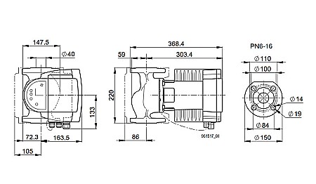 POMPA CIRCULATIE ELECTRONICA BIRAL MODULA 40-10 220 RED PN6-16 DN 40 220MM 230V ROTOR UMED PENTRU INSTALATII INCALZIRE [2]