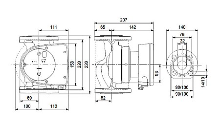 POMPA RECIRCULARE GRUNDFOS MAGNA1 32-60 F N 220 CORP INOX 99221271 [2]