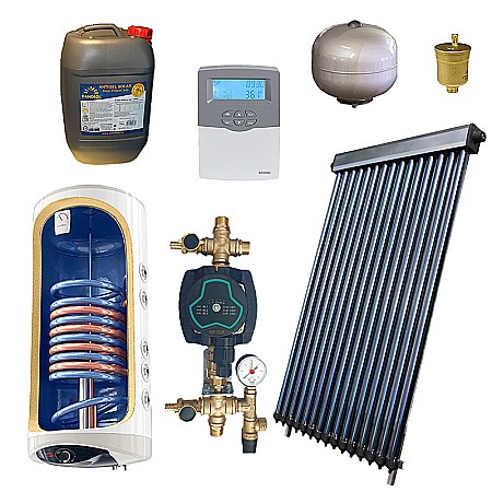 Kituri panouri solare apa calda - KIT PANOU SOLAR APA CALDA PRESURIZAT 3P ECONOMIC CU BOILER CU DOUA SERPENTINE 150L PANOSOL C.200