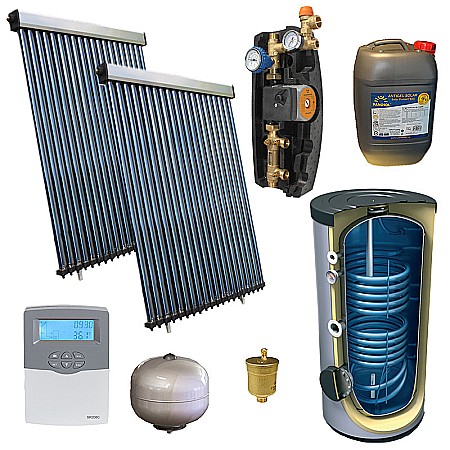 Kituri panouri solare apa calda - KIT PANOU SOLAR APA CALDA PRESURIZAT 6P CONFORT CU BOILER CU DOUA SERPENTINE 300L PANOSOL C.205