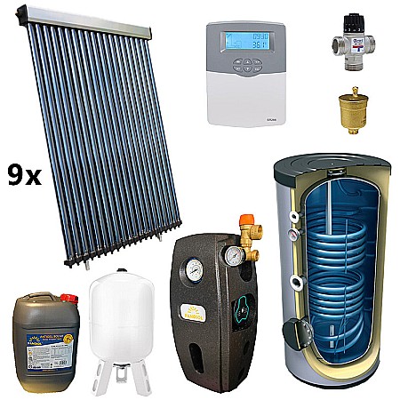 Panouri solare apa calda - KIT PANOU SOLAR APA CALDA PRESURIZAT 30P CONFORT CU BOILER CU DOUA SERPENTINE 1500L PANOSOL C.430