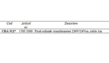 PIESA DE SCHIMB TRANSFORMATOR 230V/24VCA CU STECHER SI CABLU DE ALIMENTARE 1M CRA912 ESBE 1705 3300 [1]