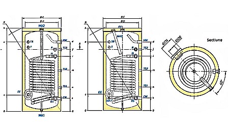 BOILER TESY CU O SERPENTINA MARITA 200L PENTRU POMPA DE CALDURA EV 2X12 S 200 60 HP [2]