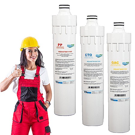 Ultrafiltrare recomandat pentru apa de retea - Pachet rezerve cartuse quick-change pentru ultrafiltrare PUR4 Aquapur Valhoh Valrom recomandat pentru 3-6 luni fara membrana