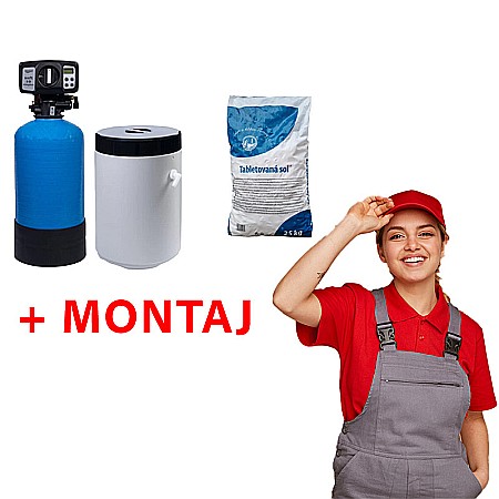 Dedurizatoare Apa - Pachet dedurizator Soft 10 Simplex AQUA09111010008 Aquapur VALHOH Valrom si sac sare pastile cu montaj inclus
